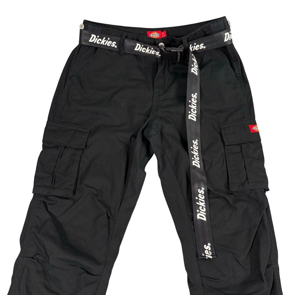 Dickies Black Cargo Pants Joggers Womens Size 9/29 Logo Belt Utility Streetwear - Picture 3 of 12